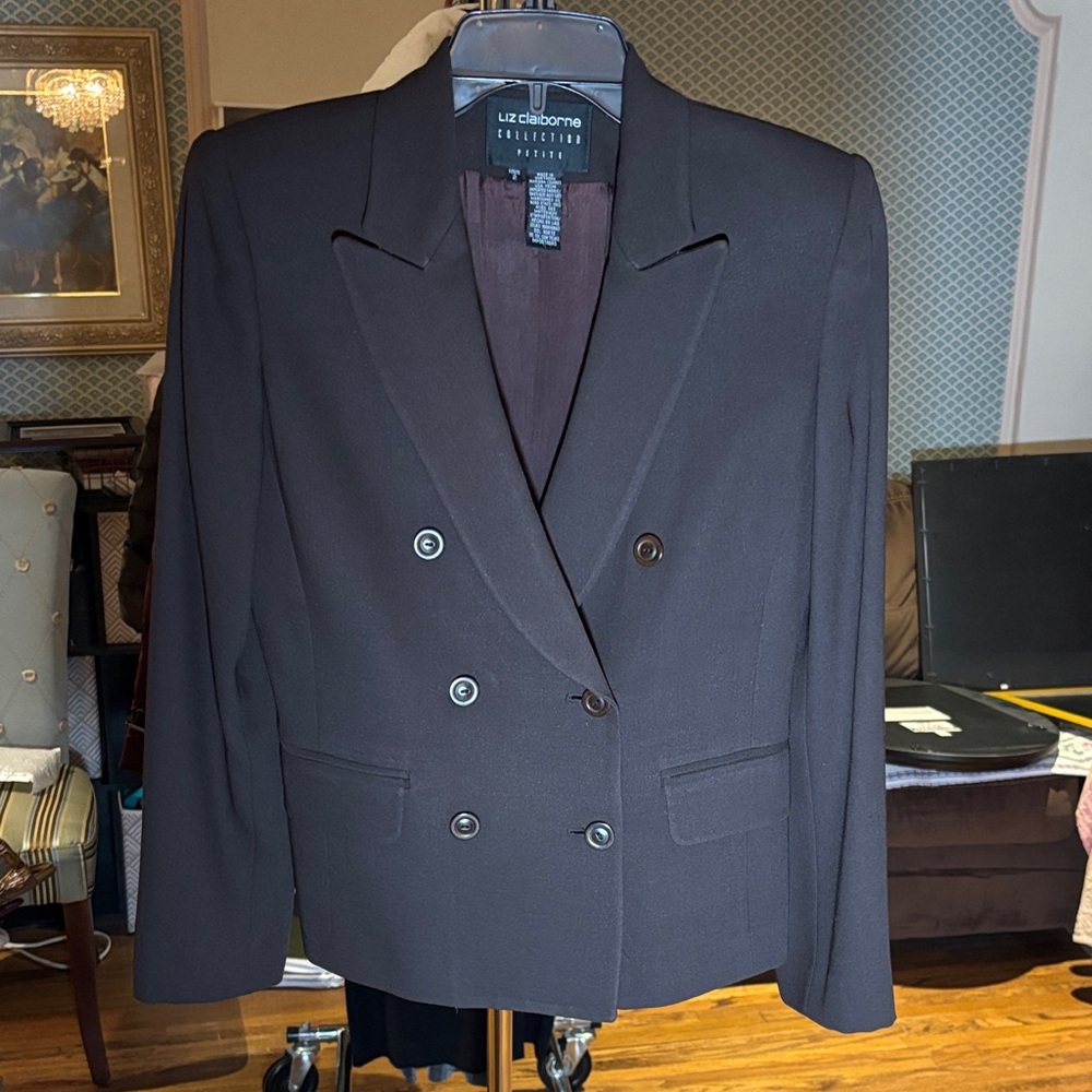 Liz Claiborne Double-Breasted Black Blazer